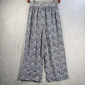 SK & Company Wide Leg High Rise Pants Vintage Size 10 (fits like a M) Blue Flowy